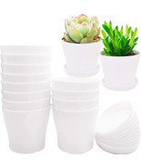 12 Pack 4 Inch White Plastic Planters,Round Flower Plant, Flowers And Ca... - $29.96