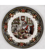 Royal Stafford SANTA&#39;S WORKSHOP Christmas Salad Plates Set of 2 Englad NEW - $39.98