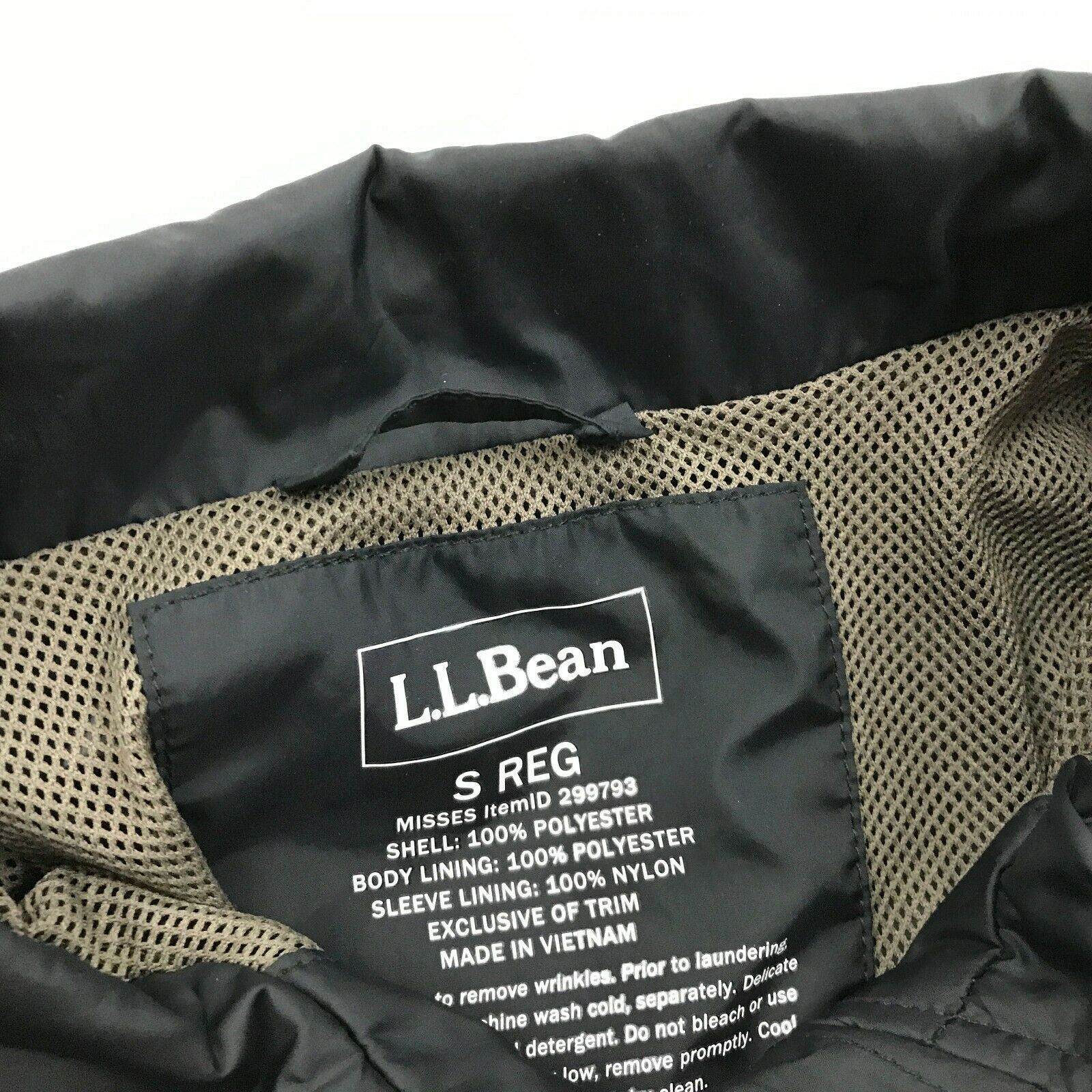 LL Bean Mens Black Windbreaker PACKABLE Jacket Size Small Full Zip ...