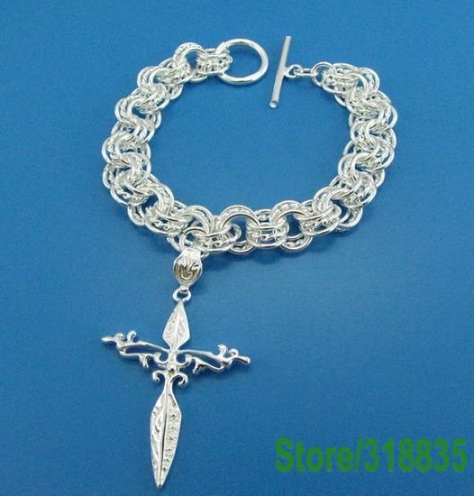 Cross charm .925 sterling silver bracelets FREE SHIPPING - $15.99