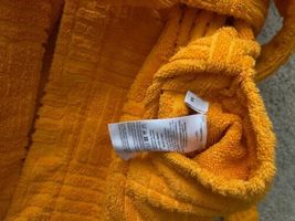Bottega Veneta Women Orange Tangerine Terry Belt Hood Bath Robe Sz M Italy Pool image 4
