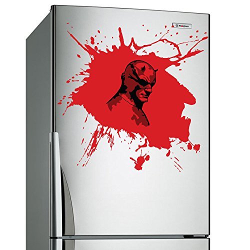 Primary image for (24'' x 23'') Vinyl Wall Decal Scary Devil Mask Hero with Horns / Bloody Face in