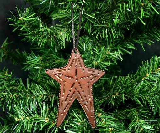 Primary image for Brown Tin Metal Country Star Christmas Ornament