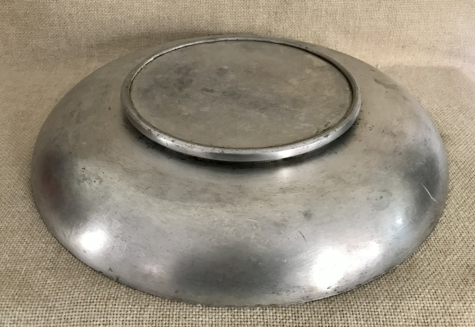 Vintage Pfaltzgraff Pewter Serving Tray Platter Ceramic Insert Round ...