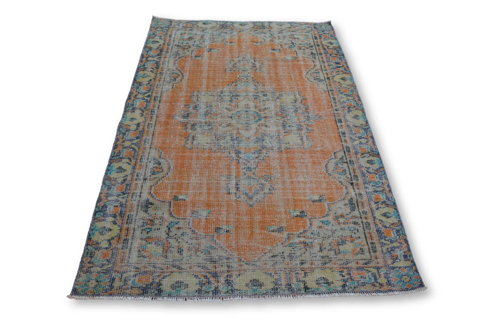 Turkish Low Pile Rug, Distressed Rug, Vintage Turkey Rug Area Rugs