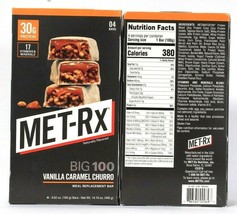 2 MET-Rx 14.10 Oz Big 100 Vanilla Caramel Churro 4 Count Meal Replacement Bars