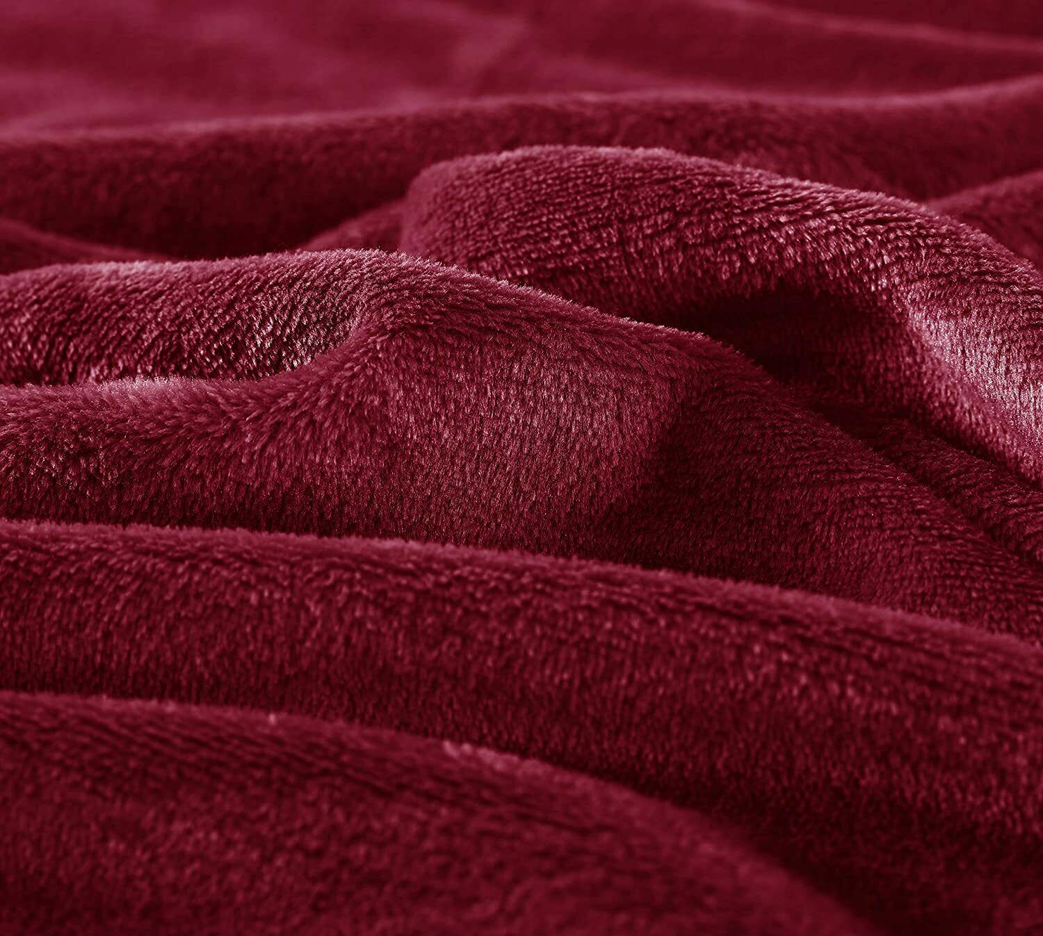 King Fleece Blanket Lightweight Burgundy 108" x 90" Bedspread Flannel
