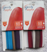 4 Goody Thin Stay Put Slide Free Hold Head Band Secure Fit Fabric Blue Maroon - $10.00