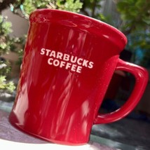 Discontinued Starbucks 2009 Red Bone China Coffee Mug Raised Embossed Logo 16 oz - $25.25