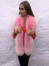 Arctic Fox Fur Boa 70' (180cm) Pink Fur Stole Collar Saga Furs Big Fur Scarf image 3