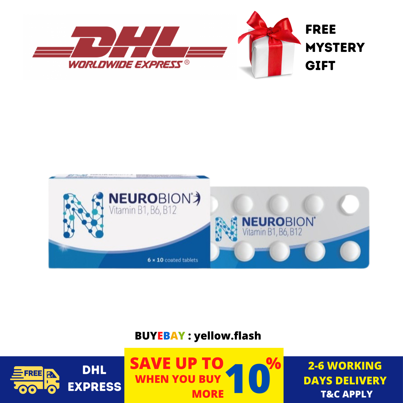 NEUROBION 60's Vitamin B1, B6, B12 Nerve Relief Numbness Tingling DHL SHIP Vitamins & Minerals