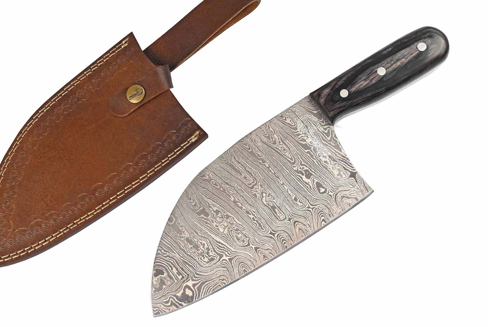 Handmade Damascus 8" Serbian Chef Knife Cleaver with Black Pakkawood Handle Kitchen & Steak Knives