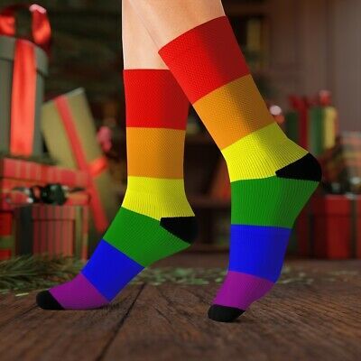 65 MCMLXV LGBT Gay Pride Rainbow Flag Print Socks