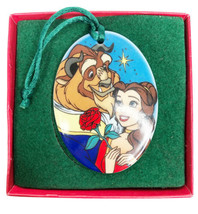 Beauty and the Beast The Enchanted Christmas Ceramic Ornament Disney Store 1997  - $12.19