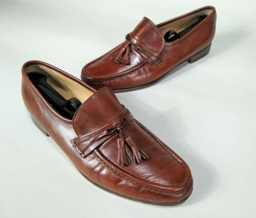 Bally Italy Vintage Men's Brown Leather Tassel Moc Toe Loafers Shoes 10 ...