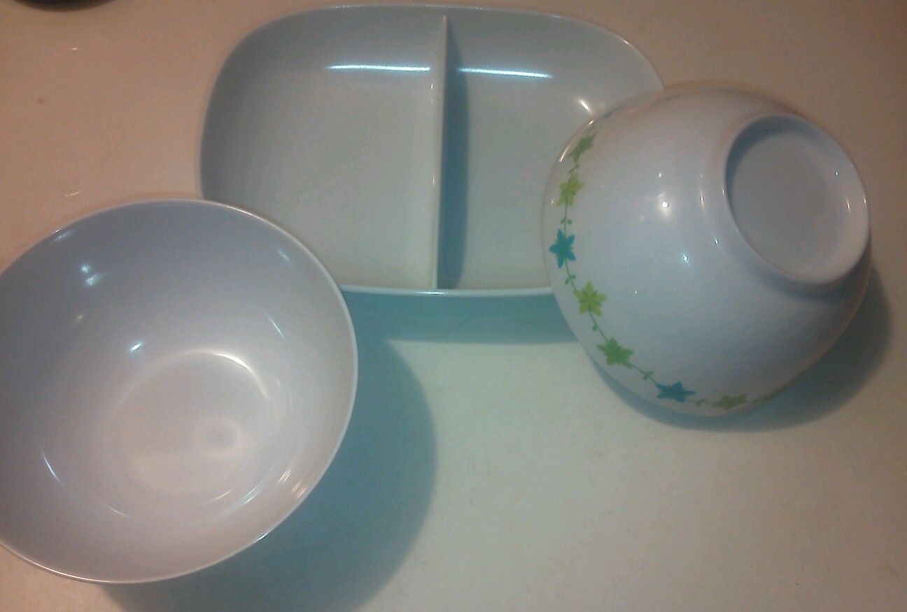 Vintage Melmac Melamine Split Serving Bowls — Set of 3!