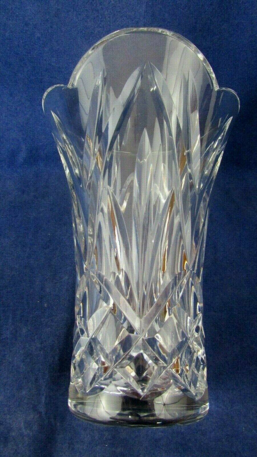 WATERFORD CRYSTAL 6" GLENFALL VASE Wedge Cut Flared and scalloped Edge