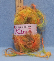 Red Heart Kiss Yarn New Orange Purple Yellow Lime  Fringe Made in Italy - $8.45
