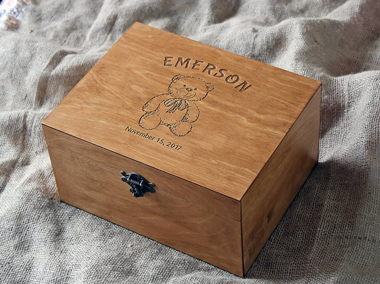 personalised baby keepsake box wooden