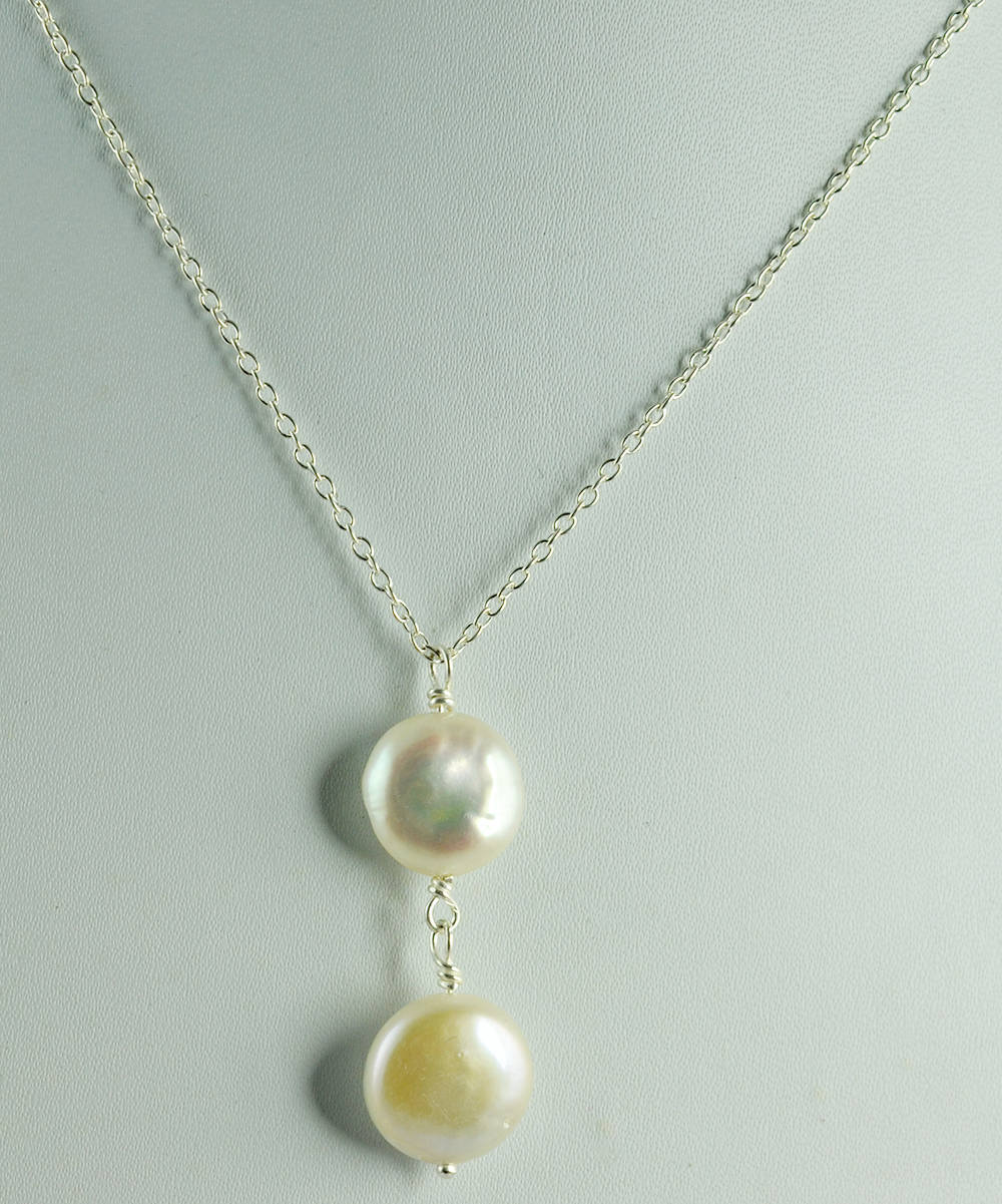 Fresh Water Pearl Necklace, Pearl Necklace, 925 Solid Sterling Silver Necklace - $20.00