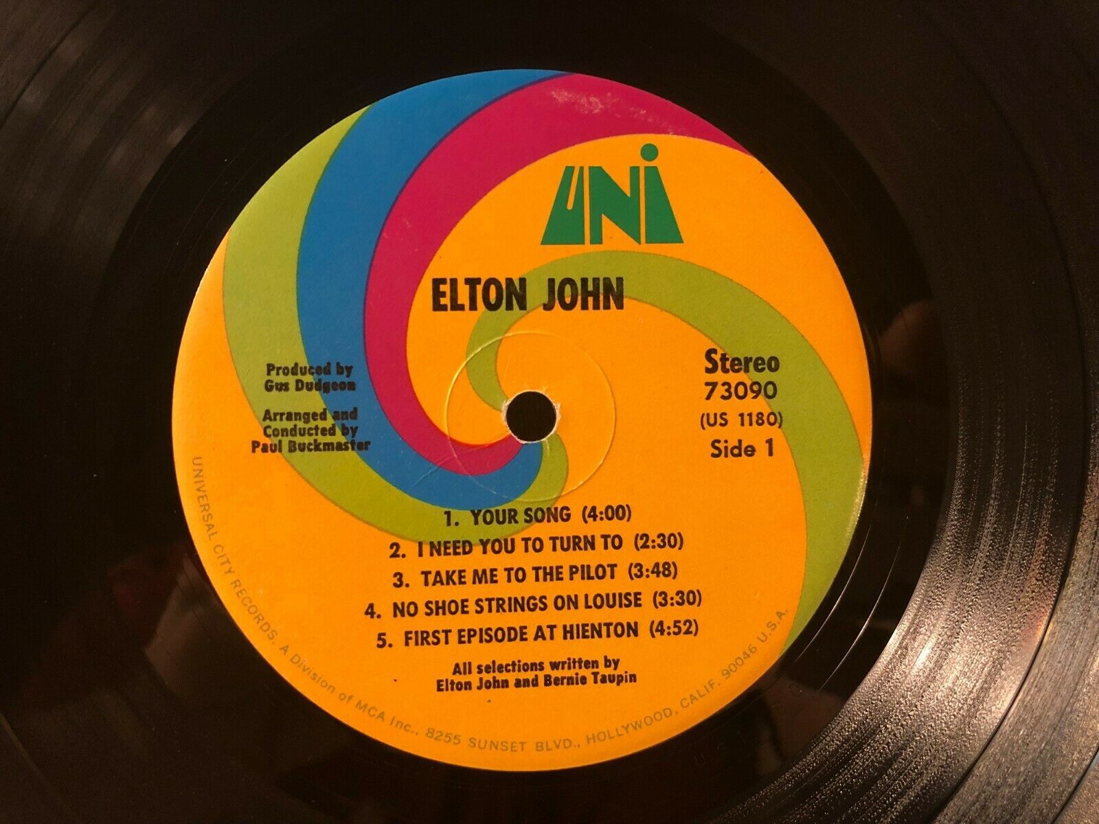 1970 Elton John S/T Self Titled LP Album Vinyl UNI Records ‎73090 VG+ ...