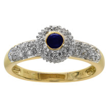 0.10 Carat Sapphire & 0.10 Carat Diamond Ring 14K Yellow Gold - $305.91