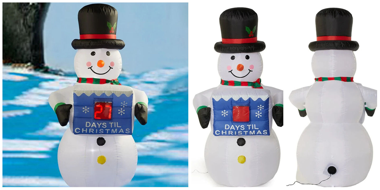 5-Foot Tall Snowman Christmas Countdown Outdoor LED Lighted Airblown Inflatable