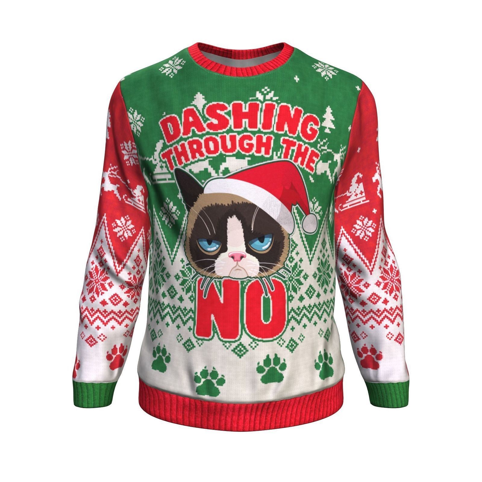 Grumpy Cat Ugly Christmas Sweater
 Dashing Through The No Christmas Sweatshirt Gift Grumpy Cat ugly