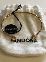 Genuine Pandora Rose Gold Square Sparkle Open Bangle 588508C - $174.95