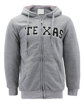 Men's Texas Embroidered Sherpa Lined Zip Up Fleece Hoodie Sweater Jacket Large