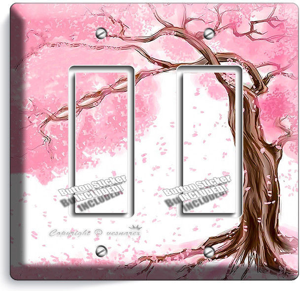 JAPANESE PINK SAKURA CHERRY FLOWERS BLOSSOM SINGLE GFCI LIGHT SWITCH PLATE COVER