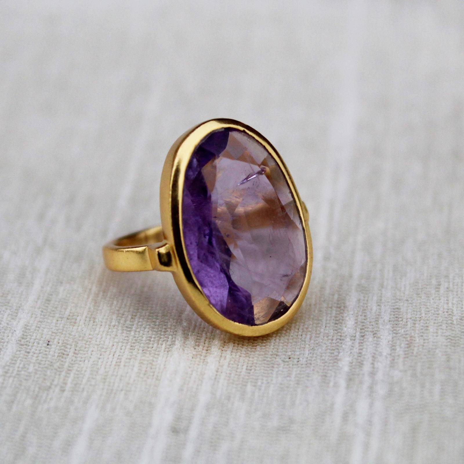Primary image for Natural Amethyst Ring, Sterling Silver Ring, Gold Plated Ring, Purple Amethyst R