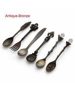 Set Royal Teaspoons 6pcs spoons and fork mini metal Vintage Style Gold S... - $15.52