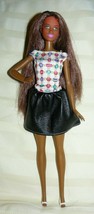 Mattel Barbie African American Doll in white printed blouse, skirt and s... - $11.20