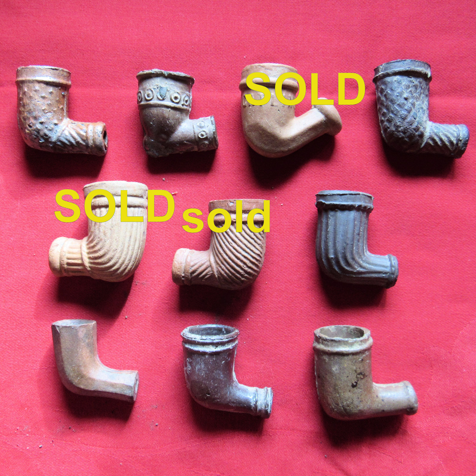 10 Antique Clay Pipes, All Are Undamaged, a few are seconds Price