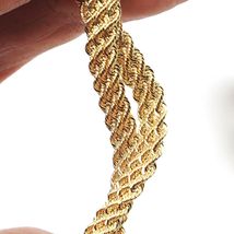 18K YELLOW GOLD BRACELET DOUBLE FLAT BRAID ROPE LINK, 7.50 INCHES, MADE IN ITALY image 3