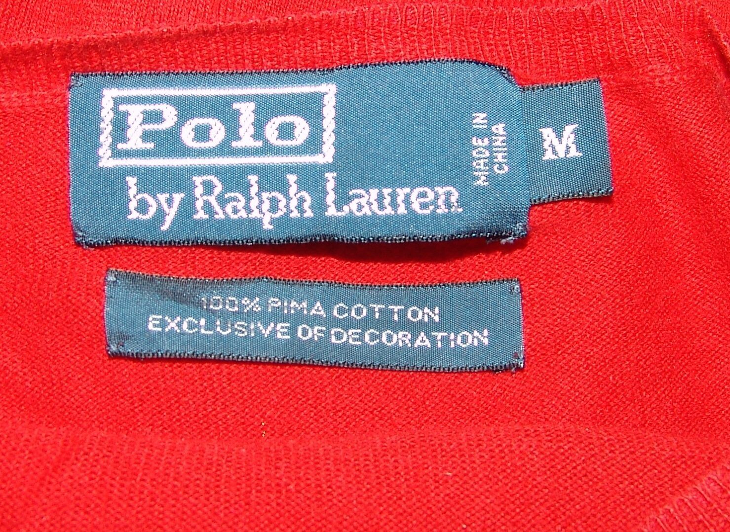 Polo Ralph Lauren Blue Label Pima Cotton V neck Pony Classic Purple Sweater M