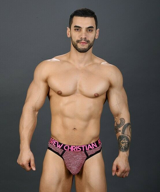 Andrew Christian Thong Neon Paradise Mens Tangas Stripped Pink 91048 48