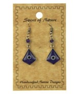 Handcrafted Purple Eye Kite Shaped Earrings Spirit of Nature Native Desi... - $16.99
