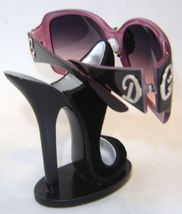 Eyeglasses Sunglasses Holder 4.3" High Black Velvet Stiletto Shoe Poly Stone image 3