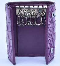 Friendly Affair Purple Button Closure Precise Crocodile Leather Men Key Wallet - $179.99