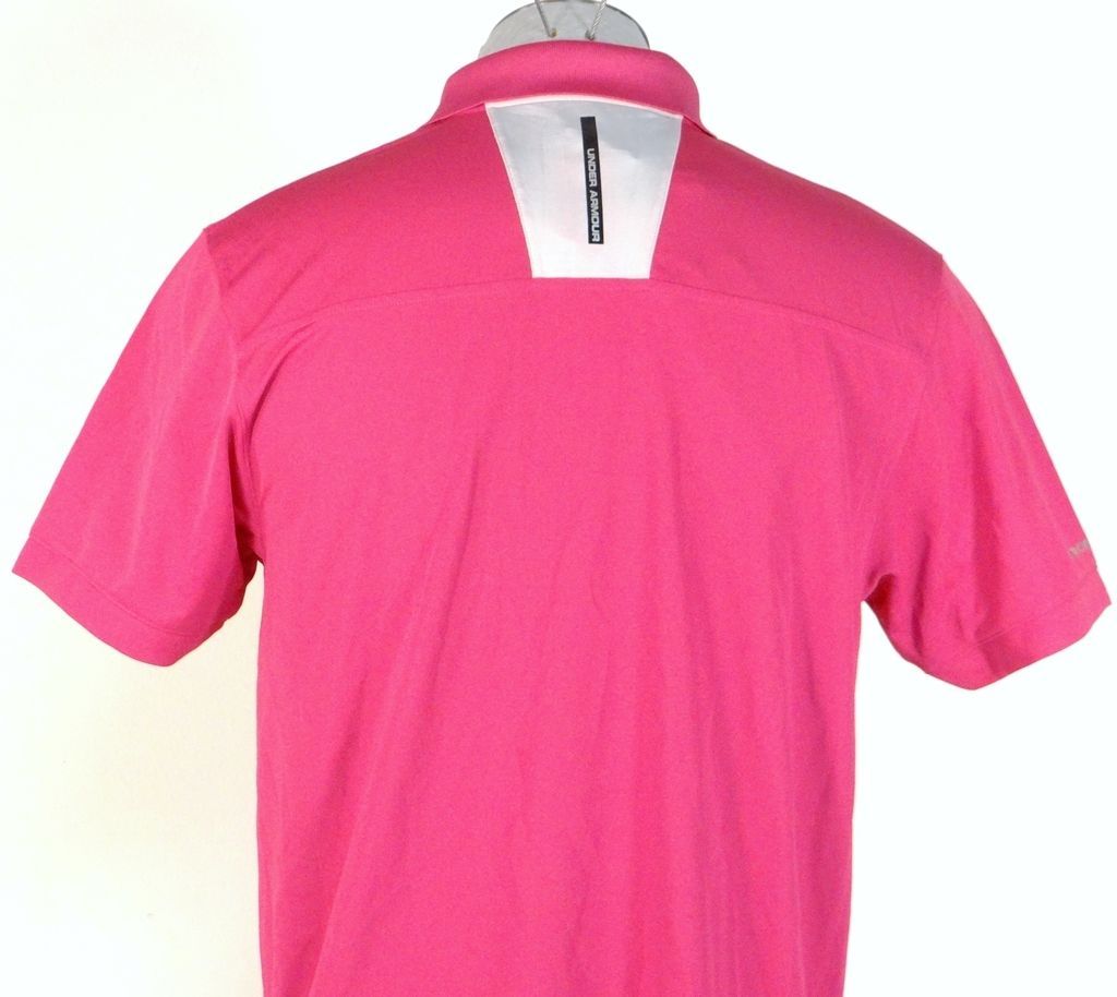 Under Armour Golf Pink Moisture Wicking Short Sleeve Polo Shirt Men's ...
