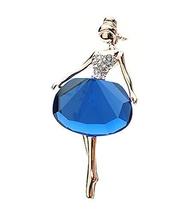 Fashion Crystal & Diamond Ballet Girls Party Brooch Pin Blue - $19.40