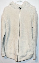 Rue 21 Women's Off-White Lightweight Oversize Fuzzy Fleece Hooded Jacket Size M