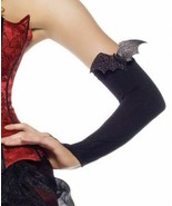 Black Nylon Fingerless Bat Gloves Leg Avenue 2073 Womens One Size 90-160... - $5.93