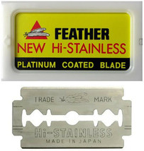100 FEATHER hi-stainless platinum double edge shaving Safety razor blade... - $24.49