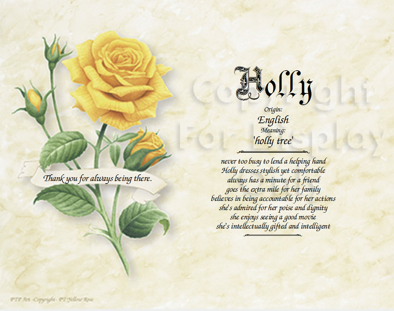 Yellow Rose Forever Friends Friendship Poem Personalized Artwork 11 x 8