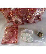 Valentine's Day Bottle Cap Pins set 6 Jewelry Organza Hearts Bags Jewelry Box - $25.00