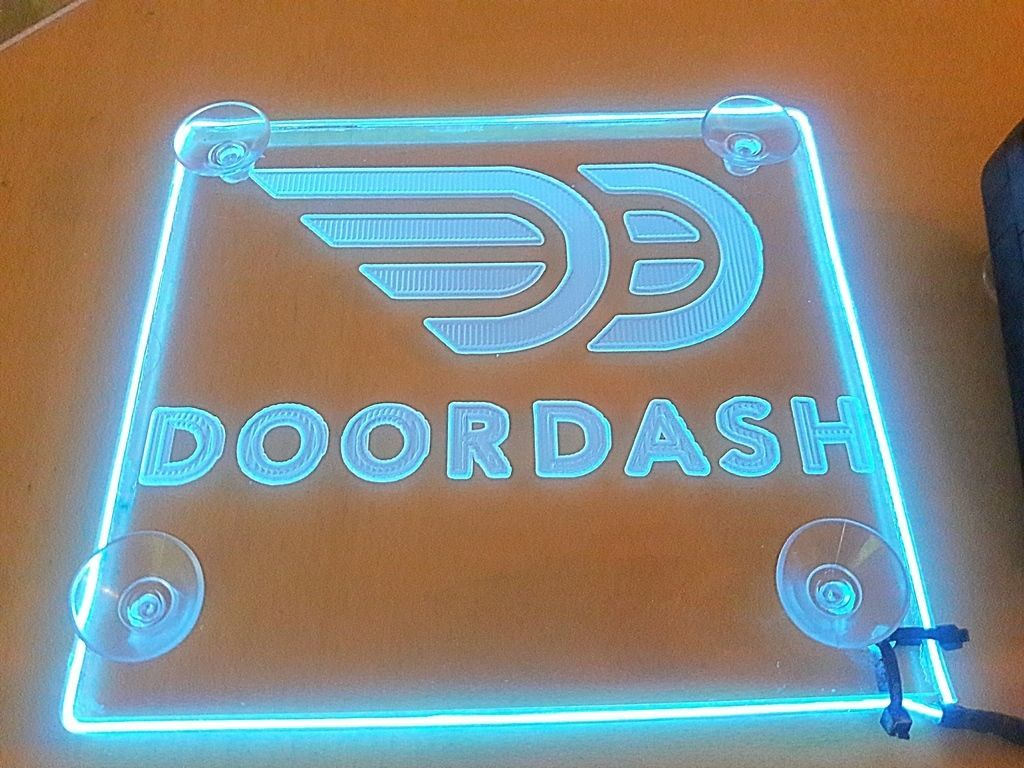 DoorDash delivery Acrylic logo Car Sign LED 3 Flash mode Engraving