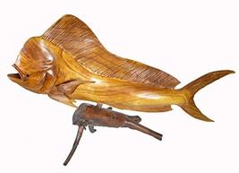 WorldBazzar Huge Beautiful Handmade Wooden MAHI MAHI Dolphin Sculpture Statue Ca - $128.64